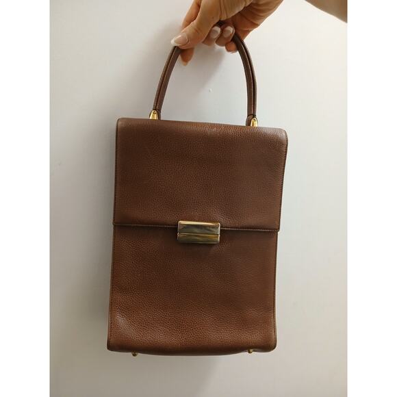 Vintage Cole Haan Long Rectangular Pebble Leather Satchel Bag 10x8 Quiet Luxury - Picture 5 of 16